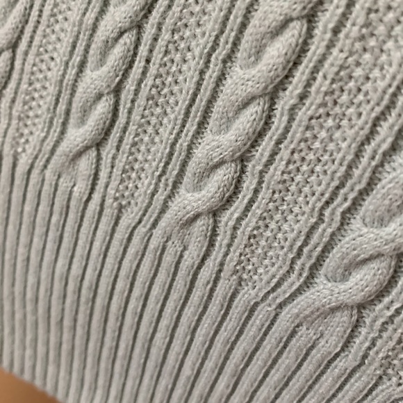 Eddie Bauer Cableknit sweater hourglass mint green v neck pullover XS - Picture 5 of 13